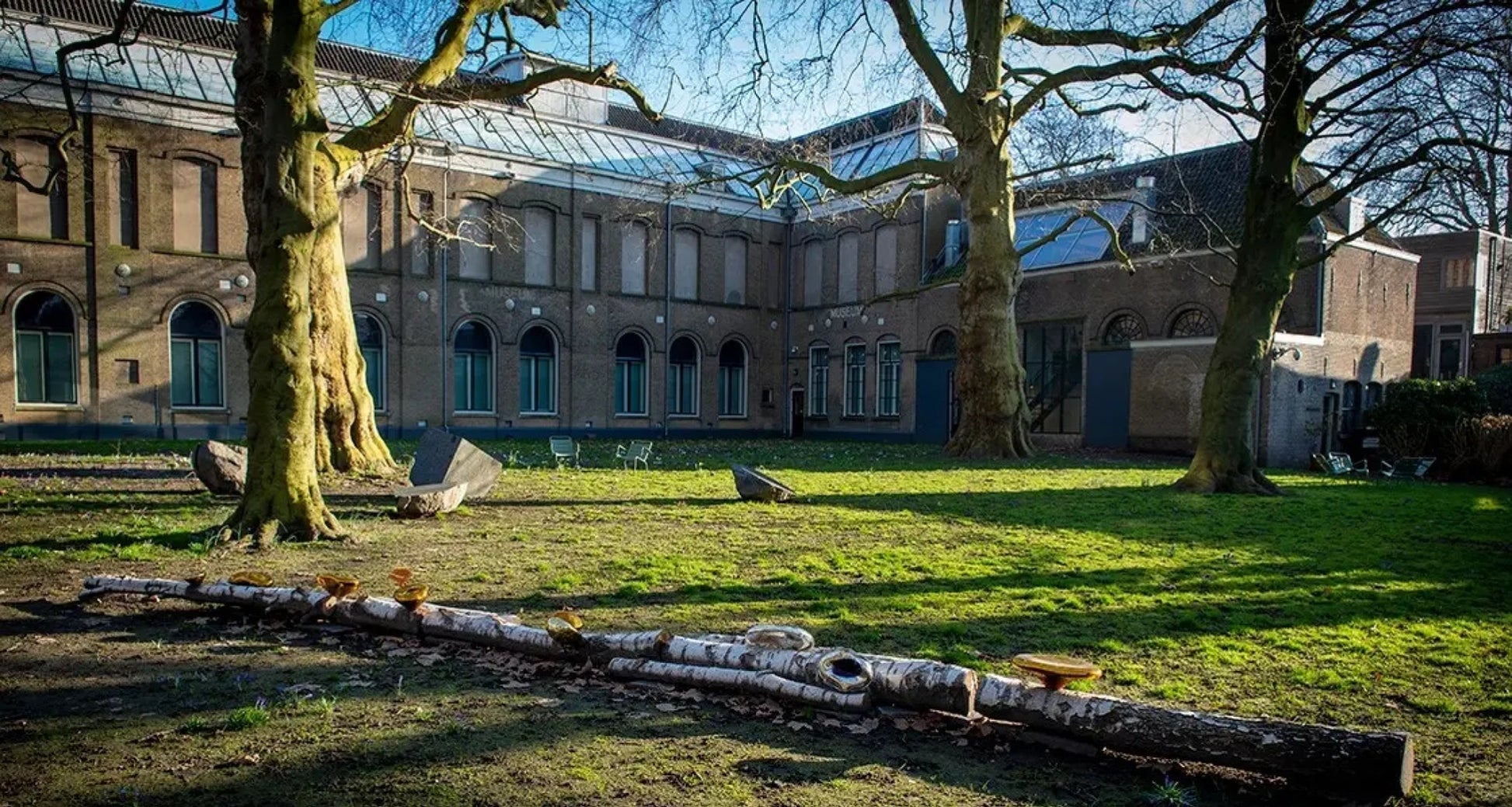 Dordrechts Museum View of the outside view with green garden and winter sunny day