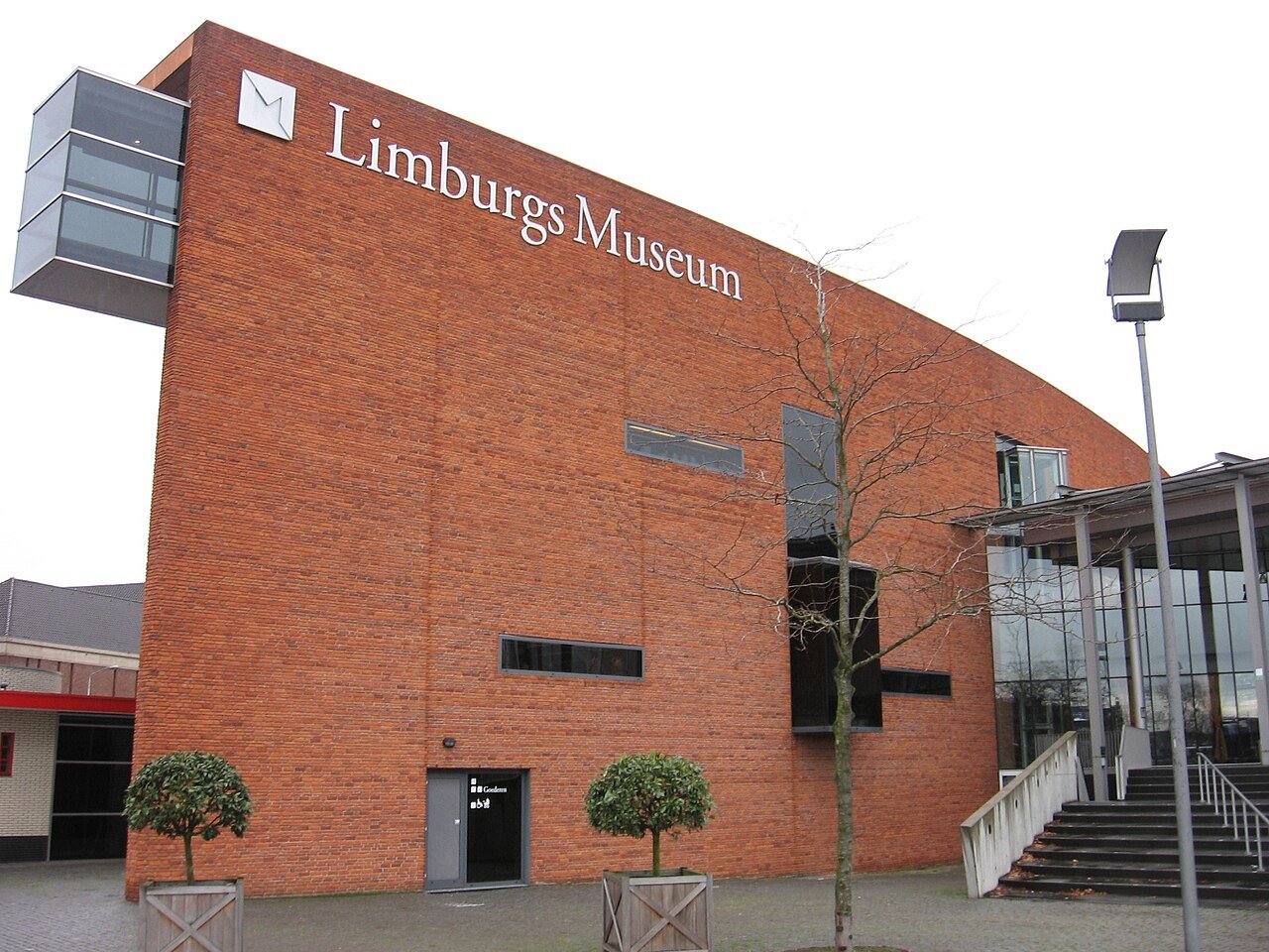 Limburgs Museum outside view of the brick wall of the museum including entrance