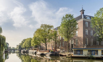 Luther Museum Amsterdam view from the canals on a sunny day