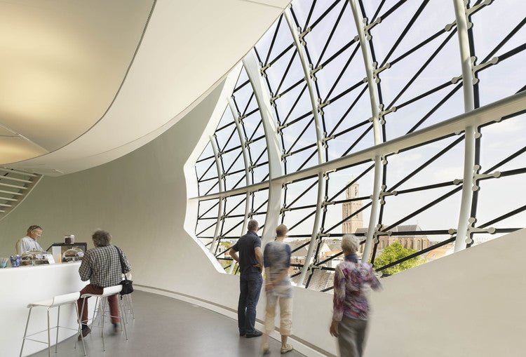 Museum de Fundatie Zwolle internal view from inside the dome. Visitors looking outside